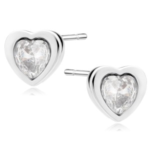 Cercei argint inima cu piatra DiAmanti Z2150ER_W-DIA (Argint 925‰ 1,7 g.)